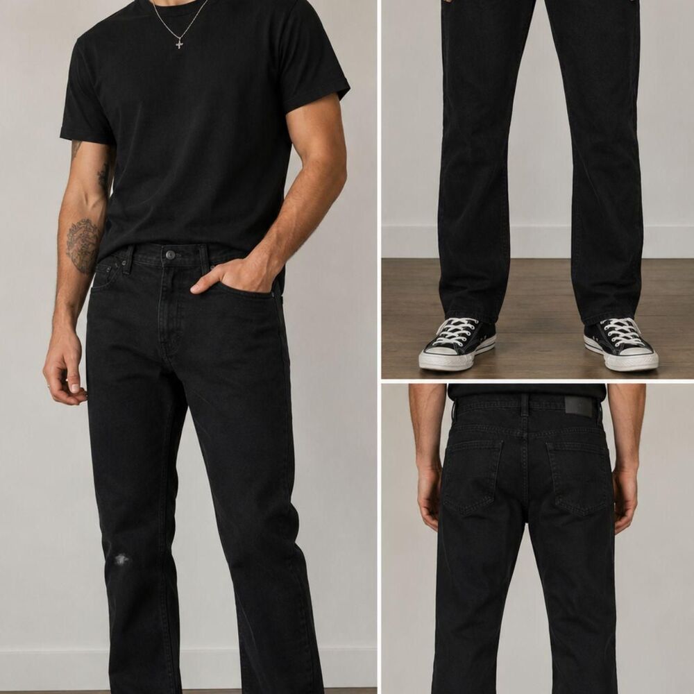 Free Planet Men's Black Jeans